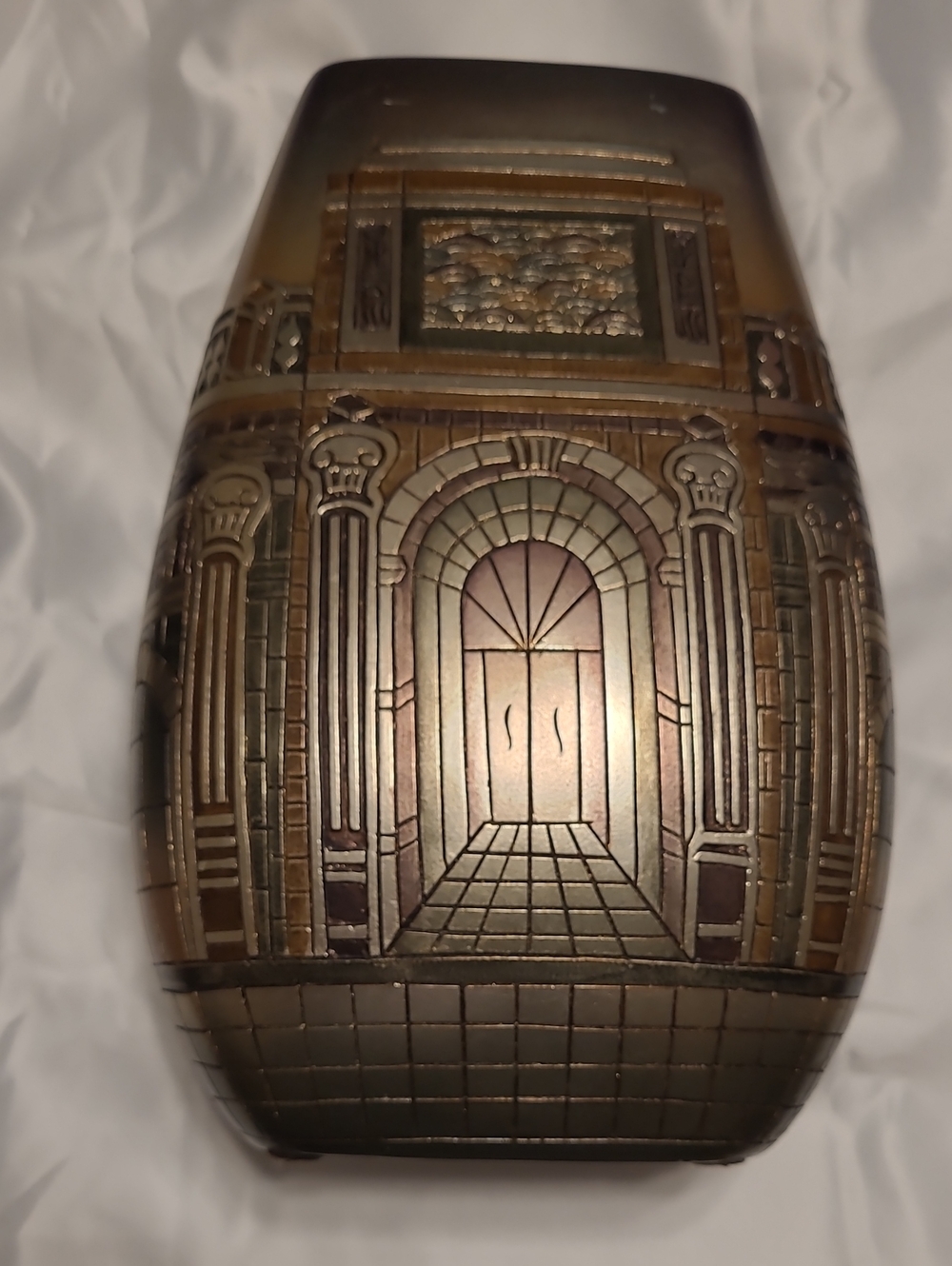 Artmax Embossed Bronze Decorative Architectural Vase. 13" X 8" - Picture 2 of 12